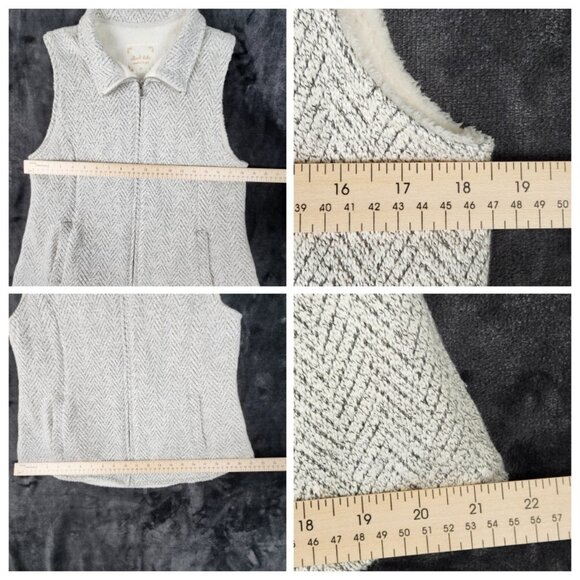 Altar'd State Gray Chevron Sherpa Vest Full Zip Size M Gray Fleece Lining - Picture 7 of 7